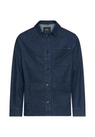 camel active - Jeansovershirt mit Hemdkragen indigo - Gr. - 3XL