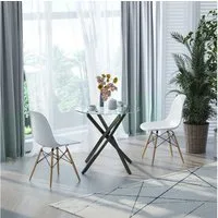 HOMCOM Beistelltisch runder Couchtisch mit Sicherheitsglas (Glastisch, 1-St., Kaffeetisch), Metall Schwarz Ø80 x 75 cm