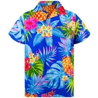 King Kameha Hawaiihemd "Pineapple" Funky Hawaii-Hemd Herren Kurzarm Front-Tasche Stylish
