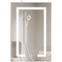 radelldar Eckschrank mit LED-Beleuchtung & HD-Spiegel – 3 Stauraumfächer (1-St) Badezimmerspiegelschrank rechteckig 42x60 cm