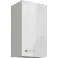 Küchen-Preisbombe Hängeschrank 40 cm Küche Bianca Weiß Hochglanz + Grau Küchenzeile Küchenblock