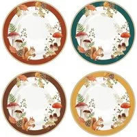 EasyLife Kuchenteller Autumn Breeze, Spülmaschinengeeignet, Weiß, Herbst, Blätter, Eichhörnchen, ⌀ 19cm