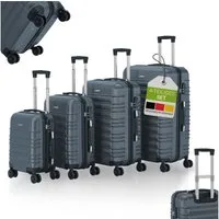 Juskys Trolleyset Rom, 4 Rollen, (4 tlg., 4-teilig), 4 Koffer, 360° Rollen, robuste Hartschale, mit Zahlenschloss