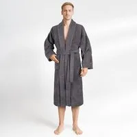 HAMMETEX Herrenbademantel hergestellt aus 100% Baumwolle – 380 g/m² Frottee, mit Taschen, Langform, Baumwolle, Schalkragen, Gürtel, saugfähig & Weich
