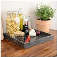 wohnfreuden Dekoschüssel Marmor-Tablett 30 cm anthrazit quadratisch, 32998