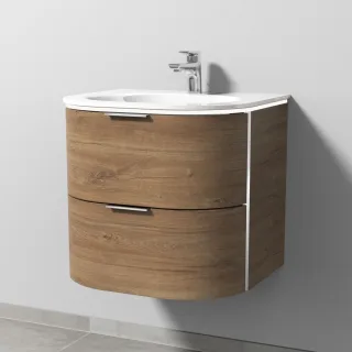 Sanipa 4balance Glas-Set mit 2 Auszügen und LED-Beleuchtung, Eiche-Kansas, DG21159 DG21159