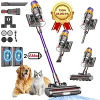 DyMona Akku-Hand-und Stielstaubsauger 88000Pa Akkustaubsauger mit 2 Akkus/750W/160Min Staubsauger Kabellos, 2,6L Staubbehälter, 50dB leise/11-Stufen-Filter/OLED Display,Ideal für Böden/Teppiche/Auto