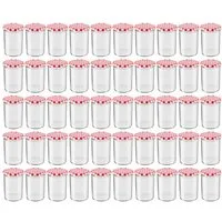 Wellgro Vorratsglas Einmachgläser Schraubdeckel rot kariert - 435 ml, (50-tlg)