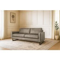 Home affaire 3-Sitzer Pinto, 206 cm, Cord, Chenille, Lederoptik, mit Keder, schwarze Metallfüße, Wellenunterfederung