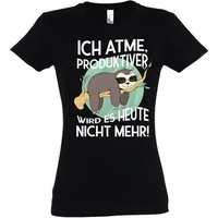 Youth Designz T-Shirt Ich atme, produktiver wird es heute nicht mehr Damen Shirt mit lustigem Faultier Frontprint