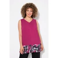 Ulla Popken Spitzenbluse Blusentop Plissee-Saum A-Linie V-Ausschnitt