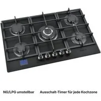 KB Elements Gas-Kochfeld, DIGITALER GAS-STOP-TIMER, MATTE, HITZEBESTÄNDIGE GLASOBERFLÄCHE