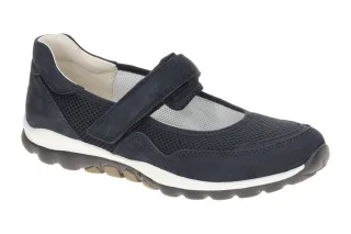 Gabor 86.961.36 ROLLINGSOFT Damenschuhe Ballerina Mary Jane Blue Nubuck Textil