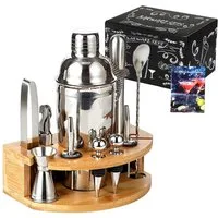 GLIESE Cocktail-Set Edelstahl Cocktail Shaker Set 12-teiliges mit Bar Zubehör, (12-tlg., Cocktail Shaker Setz), 750ml, mit Bambus-Ständer