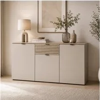 Lomadox Sideboard ISCHIA-36, in Beige mit Eiche, 180 cm breit, Softclose