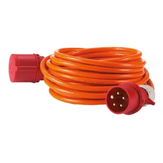 HEDI Drehstrom-Verlängerungsleitung, 5x16A-Ausführung, Panzerkabel Plus, orange mit Phasenwendesteck - VKD1016Q2F