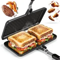 FELIXLEO 2-in-1-Sandwichmaker Breakfast Sandwich Maker Camping Toaster XL Grillpfanne antihaft Gas