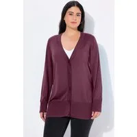Ulla Popken Strickjacke Strickjacke V-Ausschnitt Knopfleiste Feinstrick