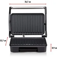 *Alpina* Paninigrill / Kontaktgrill 750W, Antihaft, Tropfschale, 23x14,5cm, Silber, 750 W, Abnehmbare Tropfschale