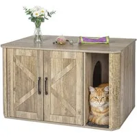 relaxdays Indoorhütte Katzenschrank für Katzenklo, Holzoptik