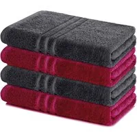 Lavea Duschtücher 4er Set Duschtuch 70 x 140 cm, Elena Frottee Handtücher, (Set, 4-St), Dusch-Handtuch, 500 g/m² Frottier, weich & saugstark, pflegeleicht