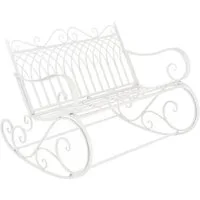 en.casa Gartenbank, »Greenough« Schaukelbank Sitzbank 85x113x95cm Metall Weiß