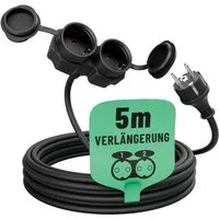 greate. 2fach Verlängerungskabel 5m - wasserdicht, Mehrfachsteckdose, 3500 W Verlängerungskabel, (500 cm)