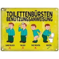 speecheese Metallschild Metallschild mit Spruch: Toilettenbürstenbenutzungsanweisung