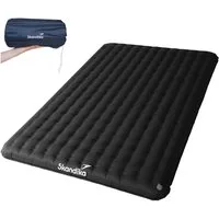 Skandika Isomatte Elite Air Double, Aufblasbare Luftmatratze für 2 Personen, ultraleicht, (Strapazierfähig, reißfest, wasserabweisend, atmungsaktiv), kleines Packmaß, leistungsstarkes Ventil, 16 cm Höhe, Tragetasche