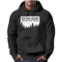 MoonWorks Hoodie Hoodie Herren Bedruckt mit Spruch lustig Ich mag Bäume Sarkasmus