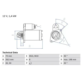 Bosch Anlasser 1,8 kW Mitsubishi Asx Lancer Outlander Peugeot 4007