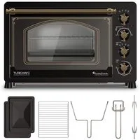 TurboTronic by Z-Line Minibackofen 2000 W 45 l Mini Backofen Retro mit Umluft Drehspieß Grill Pizzaofen, Retro-Design, Umluftfunktion, Drehspieß