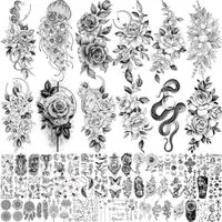 LuxusKollektion Kindertattoo Temporäre Tattoos Blumen Rose Schlange 3D Arm Hals Frauen Verschiedene