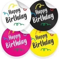 itenga Aufkleber 24x Sticker Happy Birthday Mix (Motiv 39) 4cm Geschenk Aufkleber runde
