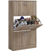 VCM Schuhschrank Schuhkommode Sipos H. 105 x B. 59 x T. 22 cm Holz Schuhschrank, 3 Klappen, Schuhregal, Schuhkommode, Schuhablage