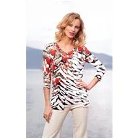 Passioni Cardigan Twinset mit Floral-Zebra-Muster auf Weiß