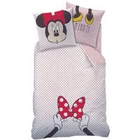 CTI Kinderbettwäsche Bettwäsche Minnie Mouse weiß rot 135 x 200 cm, 80 x 80 cm, 1 teilig, Langlebig