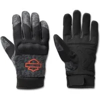 HARLEY-DAVIDSON Motorradhandschuhe Dyna Knit Bar & Shield Textil Mesh-Handschuhe für Herren Camouflage Gepolsterte Handfläche und Finger. Knöchelprotektoren.