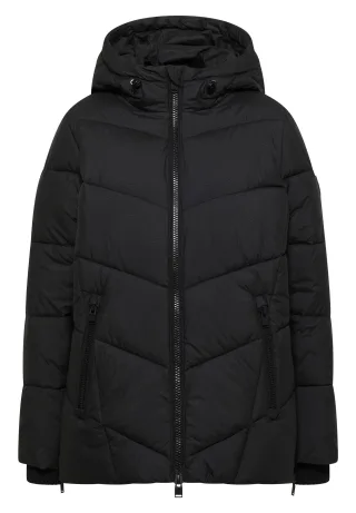 CECIL - Puffer-Jacke in Midi-Länge mit Kapuze Black - Gr. - L