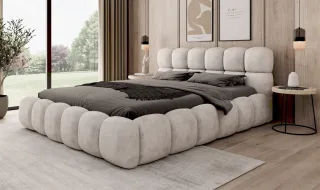 Polsterbett Bett AURELIA 180x200cm in Stoff Aprodite Elfenbein
