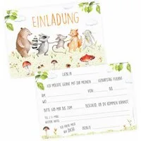 nikima Einladungskarten 10 Einladungskarten Tierfreunde für Kindergeburtstag