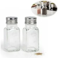 LS-LebenStil Salz- / Pfefferstreuer 2-fach Glas Salzstreuer Pfefferstreuer Set 10cm Silber / Transparent, (Bistro Borosilikatglas Silber Transparent Durchsichtig - Tischset Salt & Pepper - Edelstahldeckel für Salz und Pfeffer Geschenk Einzug Einweihu