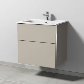 Sanipa 3way Waschtischunterbau zu Geberit Renova Plan Slim Waschtisch mit 2 Auszügen, Kaschmir-Matt BP6861U