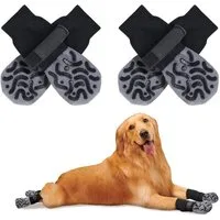 Ledander Pfotenschutz Anti-Rutsch Hundesocken, Weiche Socken für Pfotenschutz, (4-tlg), mit Verstellbarem Klettverschluss für Innen- und Außennutzung