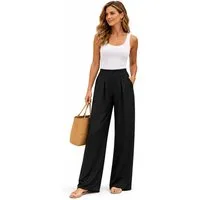 SUBLEVEL Chinos Damen Luftige Sommerhose Freizeit Weit geschnitten Stoff Palazzo-Hose