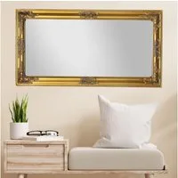 LebensWohnArt Wandspiegel Barock Spiegel BESSA 130x70cm gold-antik Holzrahmen Frisierspiegel