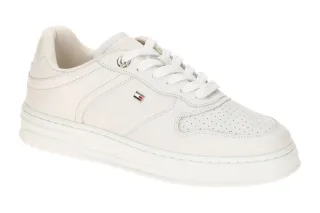 Tommy Hilfiger FW08795 YBS Damen Sneaker wei? uni - SPORTY CUPSOLE LEATHER