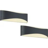 TRIO Leuchten LED Außen-Wandleuchte, LED fest integriert, Warmweiß, 2er-Set Fassaden-Beleuchtung Up Down für Hauswand, Anthrazit B: 23cm