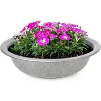 matches21 HOME & HOBBY Blumentopf Zinkwanne Zink-Schale als runde Pflanzschale Deko-Schale 35 x 9,5 cm (1 St), Metall-Schale als Garten Pflanzkübel Blumenschale für draußen