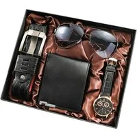 ibettertec Geldbörse 4PCS Geschenk für Männer Herrenuhr Gürtel Set (Mann Männer Geburtstag Hochzeitstag Geschenke, Vatertag Geschenkbox,Geburtstagsgeschenk,Weihnachtsgeschenk), Herren Geschenkbox Sets mit Ledergürtel Wallet Watch Gläsern